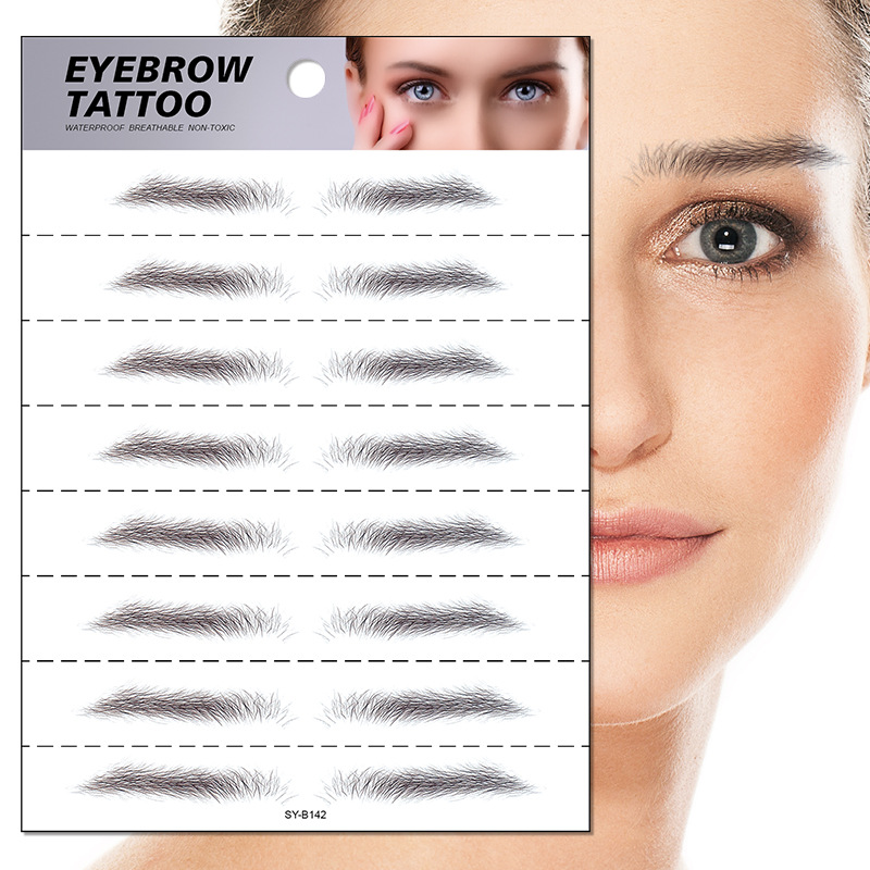 Eyebrow Tattoos Waterproof Stickers Hair Like Long Lasting Water Transfers Sticker Makeup Eye Brow Shaper for Grooming