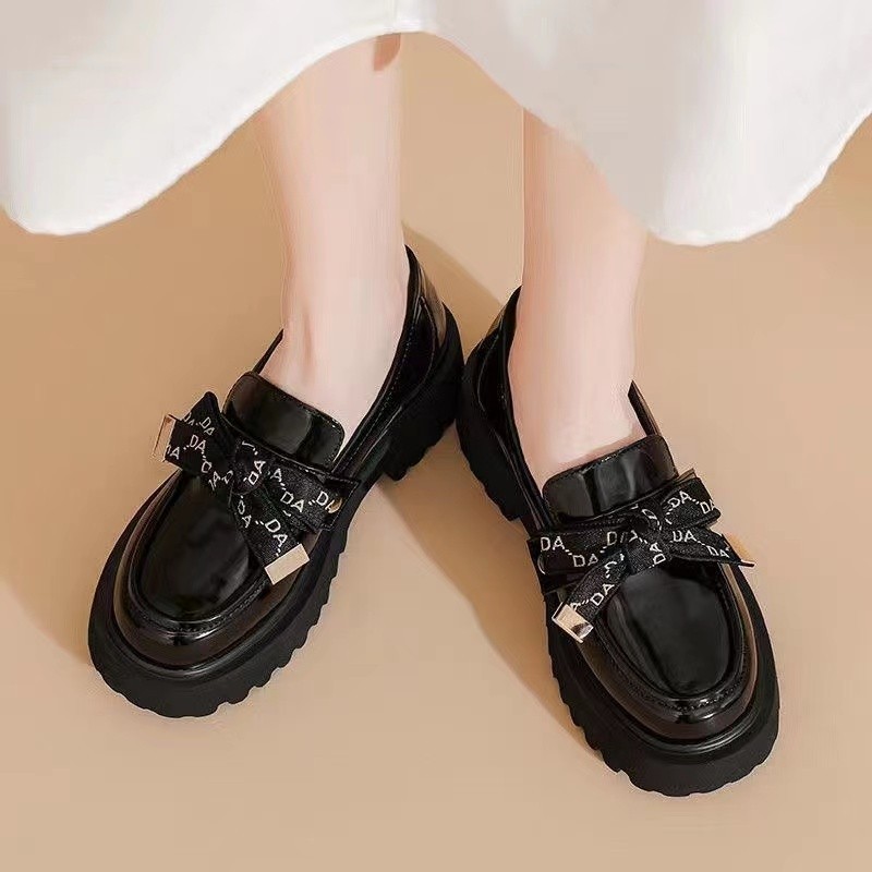 British Style Women's Loafers High Quality Leather Mary Janes Shoes Retro Round Toe Lolita Platform Shoes Slip On Flats