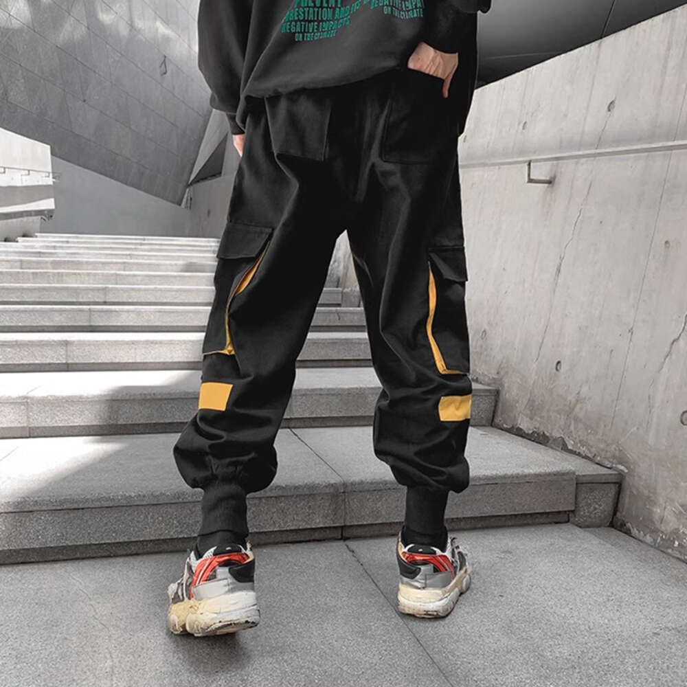 HOUZHOU Techwear Pants Haruku Cargo Trousers Male Hip Hop Loose Casual Streetwear Japanese Men Clothing Patchwork M522 60