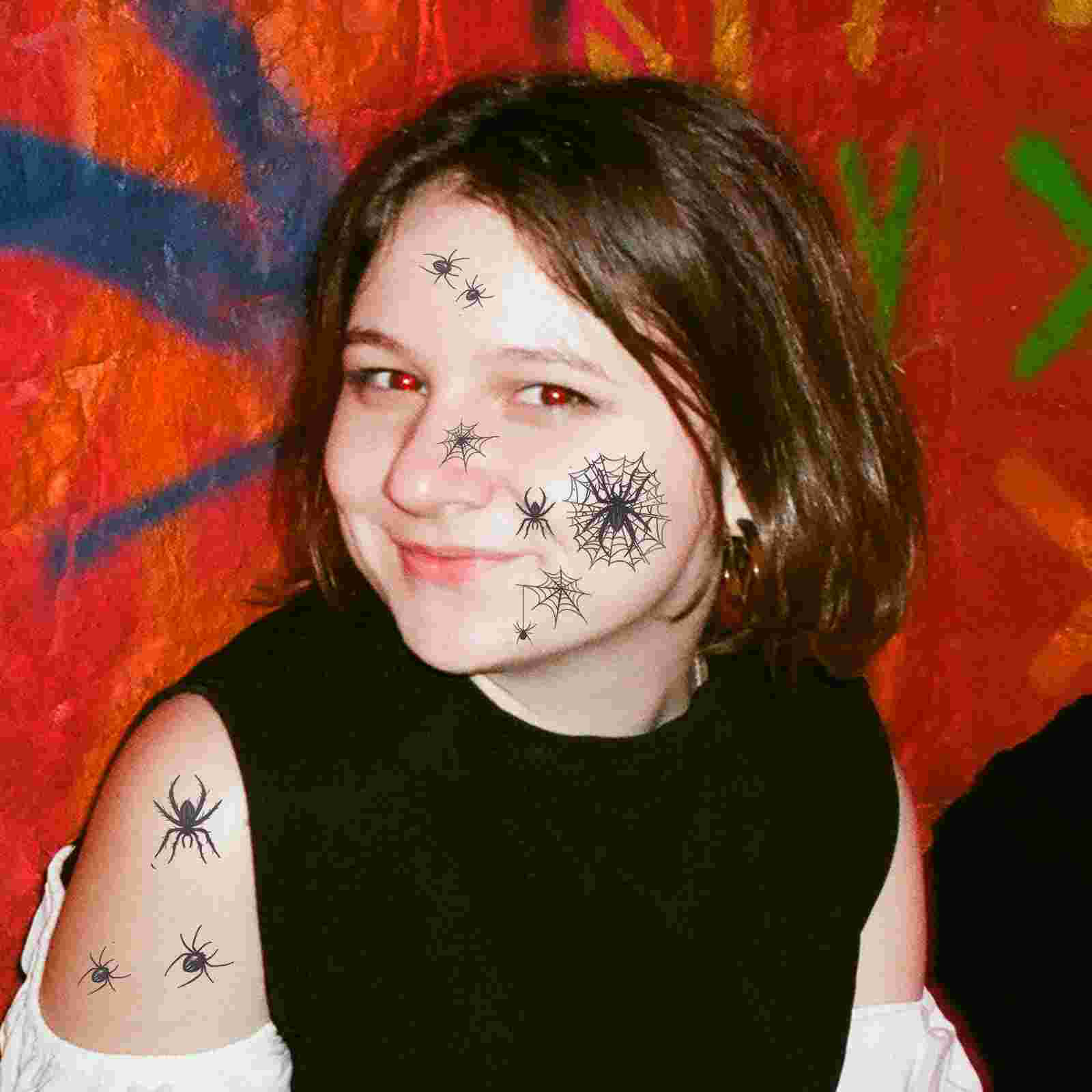 20 Sheets Spider Tattoo Sticker Spiderweb Tattoos Stickers Transfer Cobweb Temporary