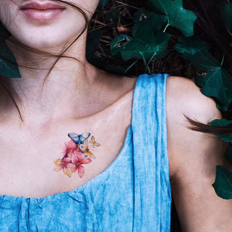 15 Pcs Flower Tattoo Stickers for Hand Waterproof Temporary Tattoos Women Realistic Fake Tattoo Butterfly Body Makeup Tatoo
