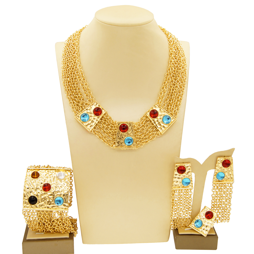 Jewelry Sets For Women Italian Gold Plated Handmade Chain Luxury Necklace Bracelet Set Luxury Wedding Necklace For Women Gift