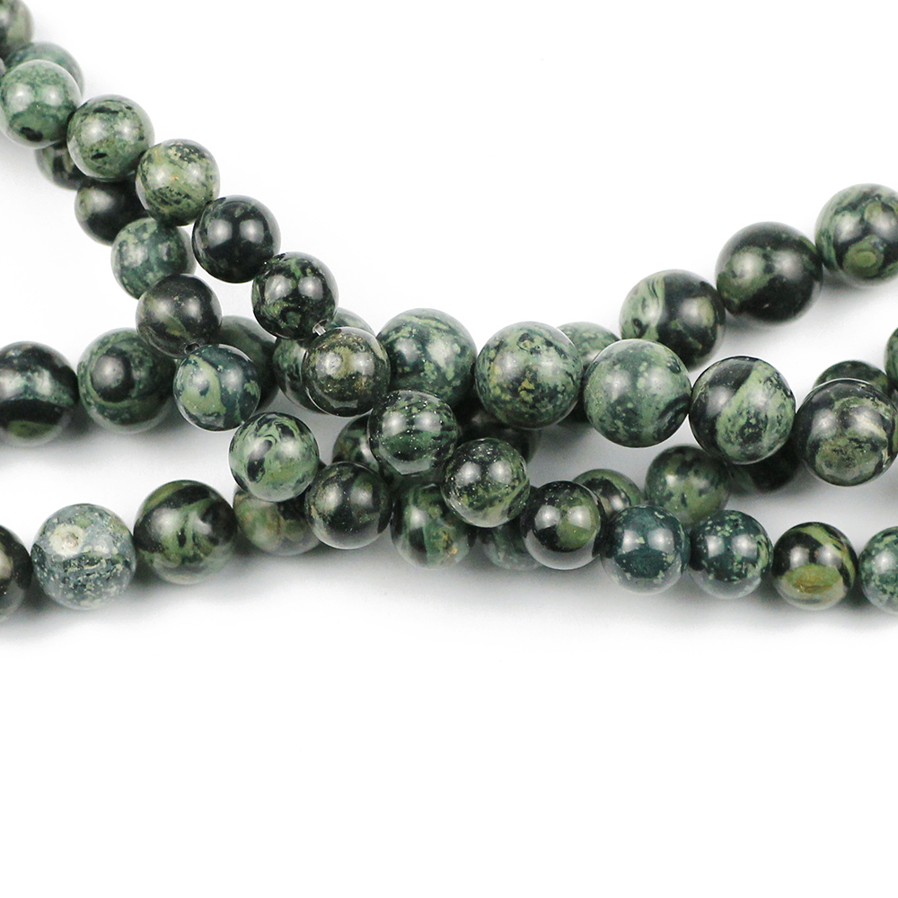 Natural Stone New kambaba jaspers Round Texture Green Spacer Loose beads for jewelry Making Bracelets DIY 6mm 8mm 10mm 15inch