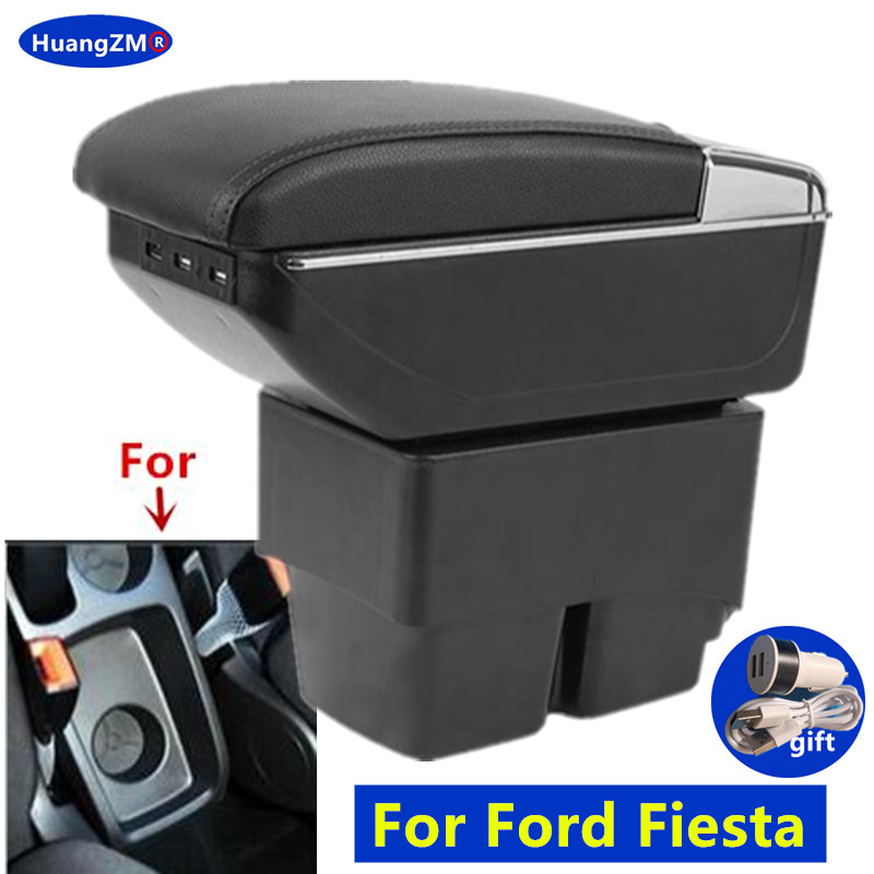 For Ford Fiesta Armrest box For Ford Fiesta MK7 Car Armrest 2009-2017 Storage box Interior details Accessories easy installation
