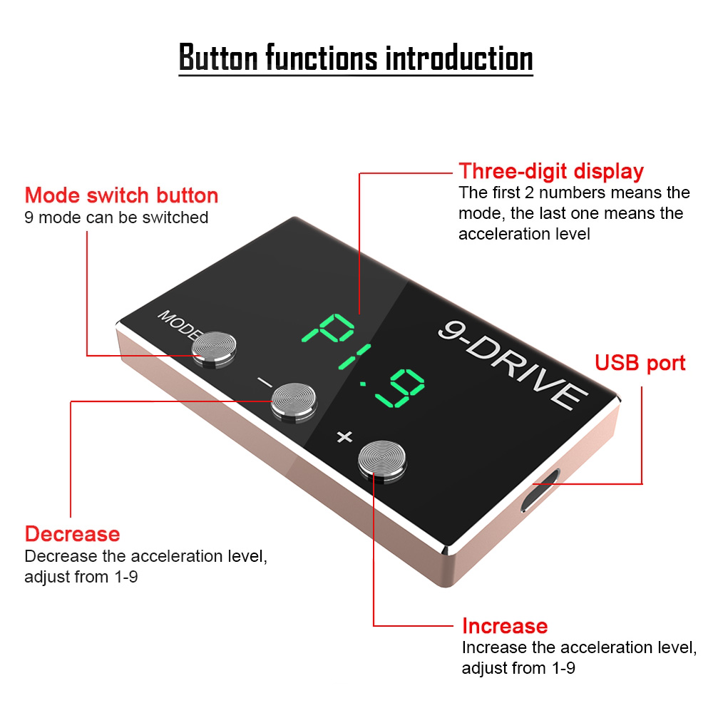 Car Pedal Booster 9 Drive 5 Modes Digital Car Throttle Response Controller Racing Accelerator Potent Electronics Accessories