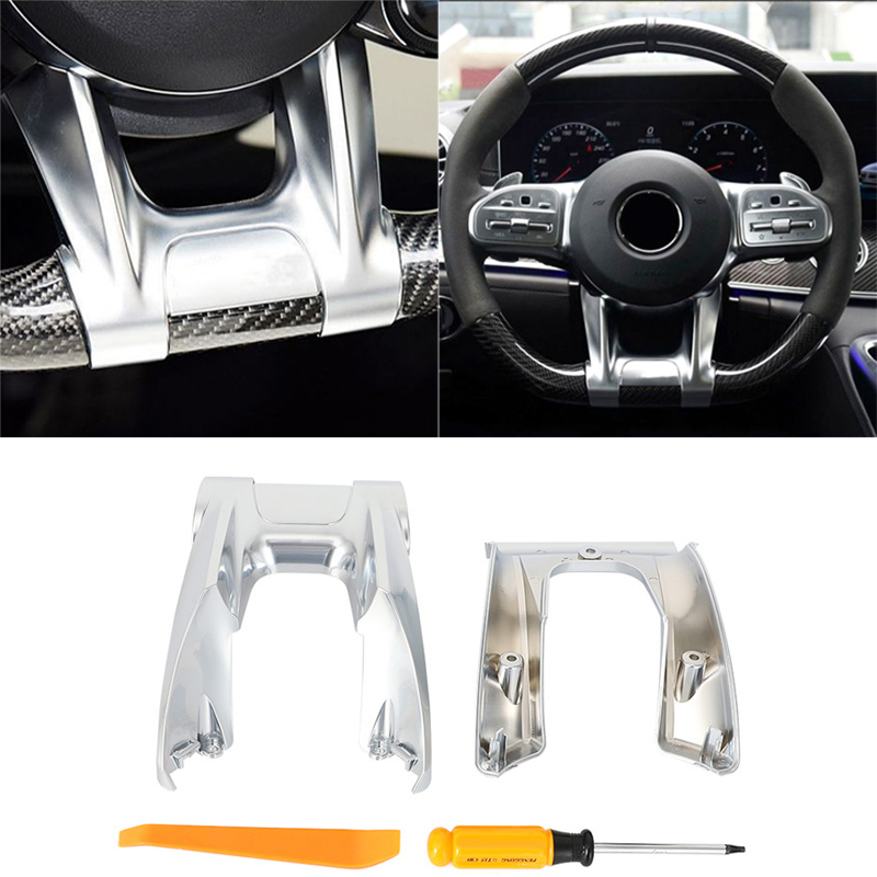 For Mercedes Benz AMG Sport A Class W177 B W247 C W205 E W213 G W463 GLS W257 2019-2020 Car Steering Flat Wheel Lower Trim Cover