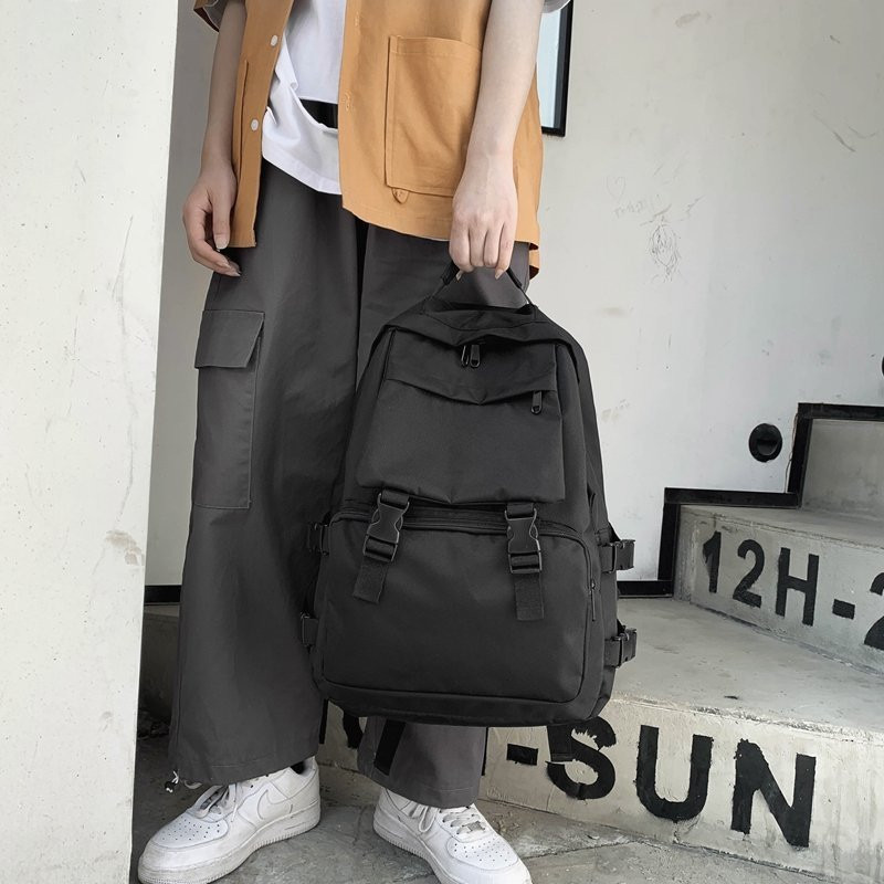 Unisex Shoulder Backpack Casual Solid Color Hiking Backpack Outdoor Sport School Bag Large Capacity Travel Laptop Rucksack