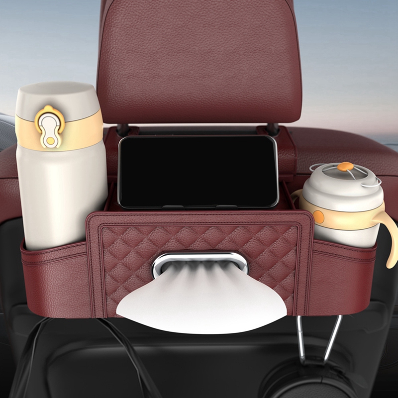 Car Seat Back Storage Box Multifunctional Auto Tissue Universal Backseat Water Cup Holder Hanging Organizer