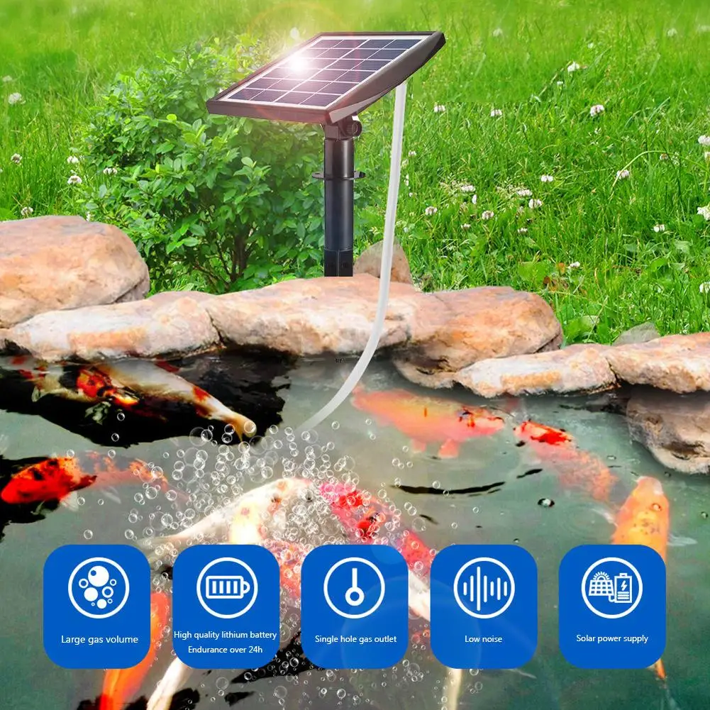 Solar oxygen pump, quiet high efficiency oxygen machine, patio fish tank outdoor fishing, portable pond aquarium pump