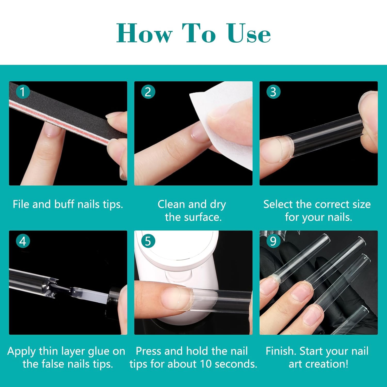 50mm (3xxxl)Long Straight Square Water Pipe Fake Nails 240Pcs/box Clear Long Square Nail Tips Professional Manicure Tips &*&