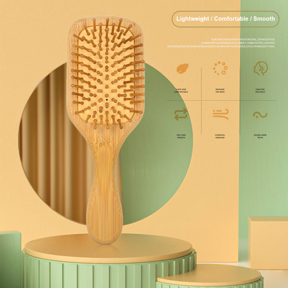 Detangling Hairbrush Bamboo Bristles Detangling Hairbrush Massage Scalp Bamboo Hair Brush for Long Curly Thin Short Dry Hair