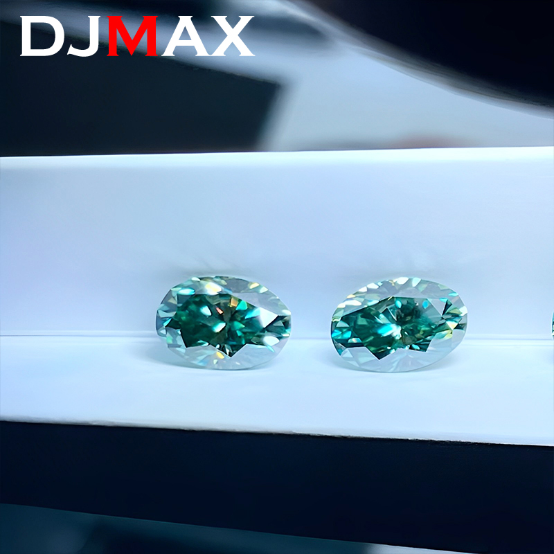 DJMAX 1-3CT Oval Cut Loose Moissanite Stones Blue Green Top Quality Moissanites Shining Fine Jewelry Lab Grown Diamonds