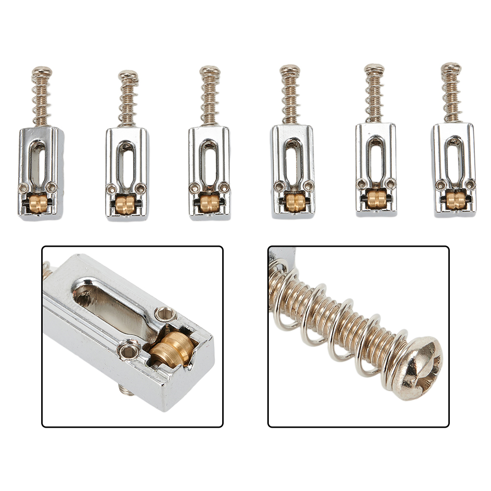 6Pcs Electric Guitar Roller Bridge Tremolo Saddles For Strat TL Zinc Alloy Electric Guitar Replacement Bridge Saddle Set