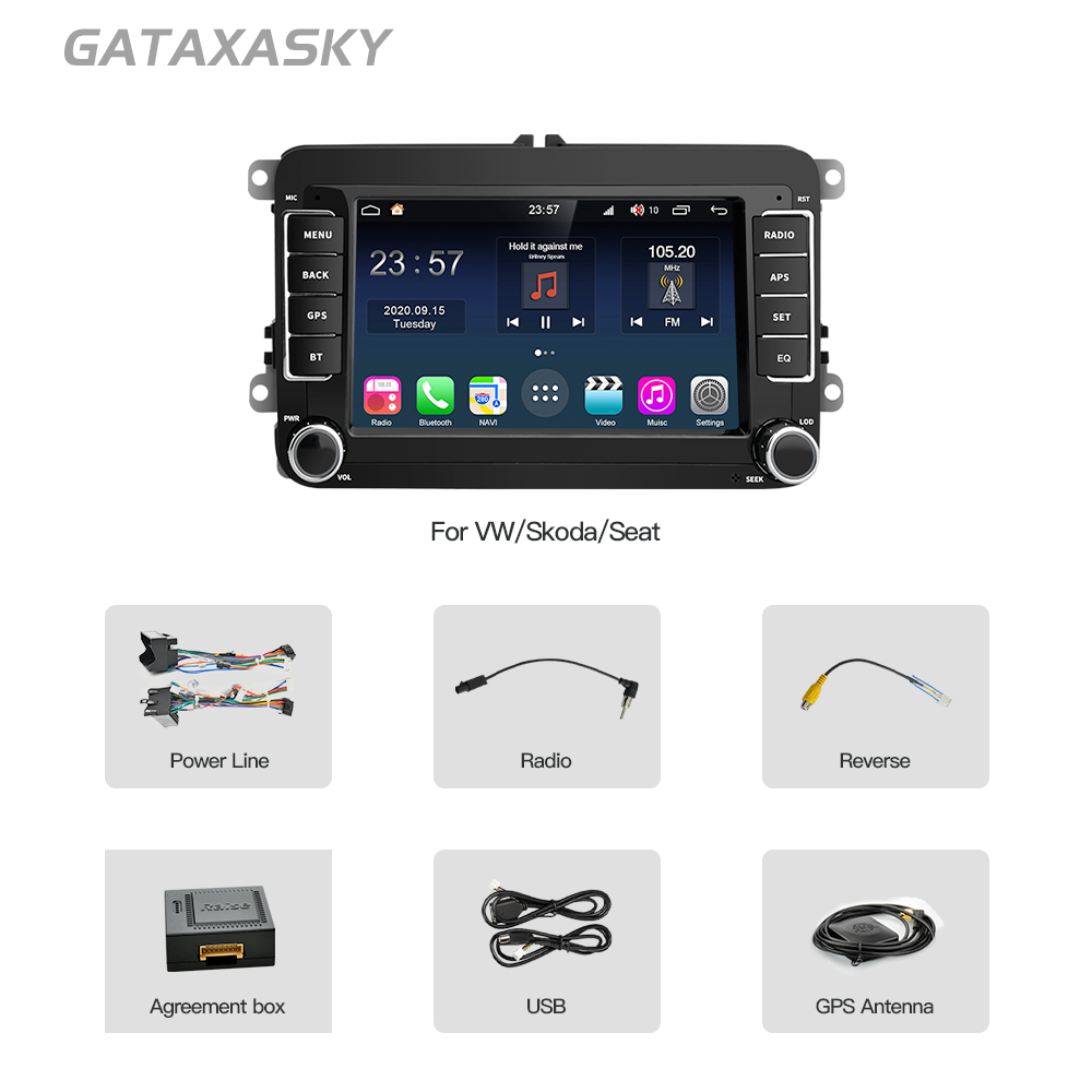 GATAXASKY 7" Android Car Radio GPS For VW / Volkswagen Skoda Octavia golf 5 6 touran passat B6 polo Jetta Radio Player Carplay