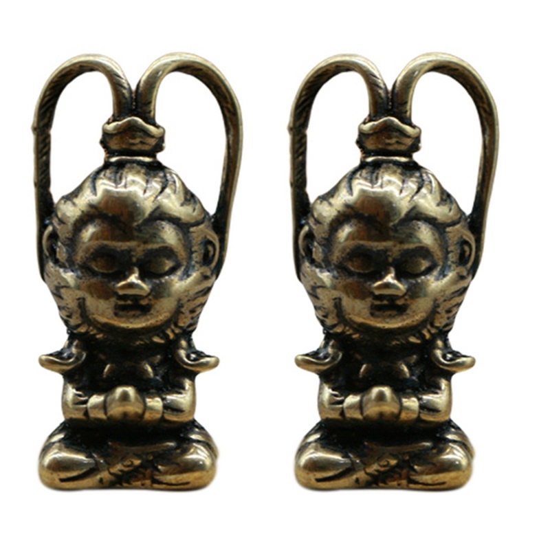 2X Copper Monkey King Figurine Sun Wukong Statue Decor Fish Tank Ornaments Housewarming Home Decor Tea Pet Retail