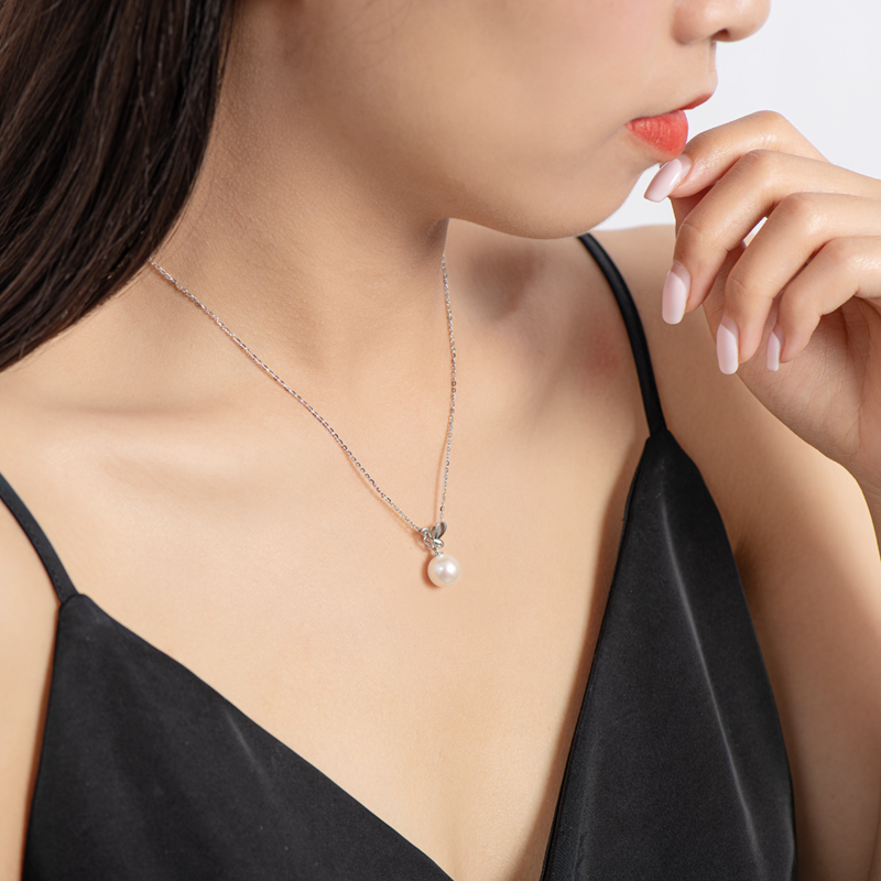AINUOSHI 925 Silver Original Certified Chain For Women 8-8.5mm Freshwater Pearls Pendant Necklace Birthday Party Jewelry Gift
