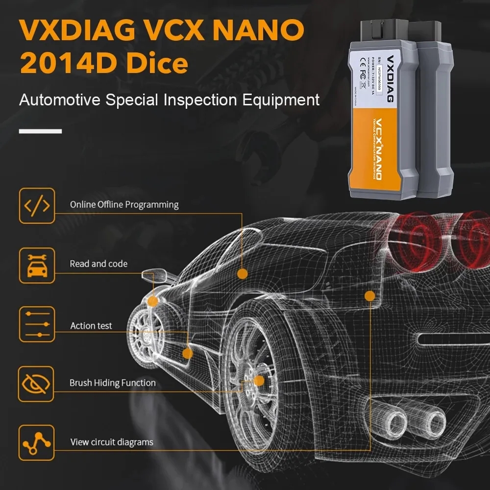 VXDIAG NANO NX300 Car Diagnostic Tool For 2014D Dice OBDII Scanner Active Test ECU Programming J2534 Lifetime Free Update