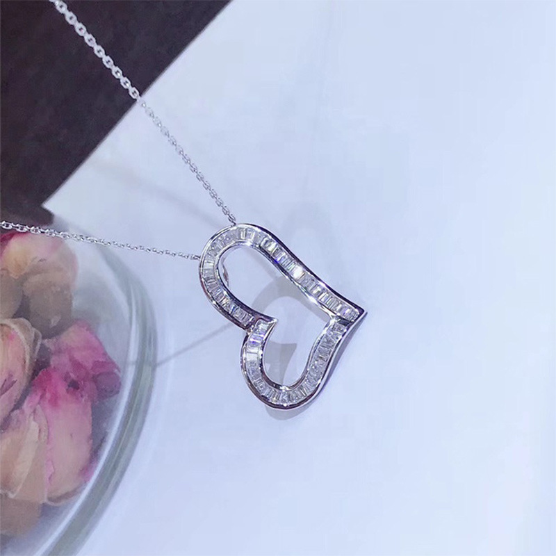 Cubic Zircon Love Heart Pendant Necklace Charm Designer Jewelry Silver Gold Chain Heart Love Water Drop Cross Necklaces Valentine Gift Fashion Jewellr - view 8