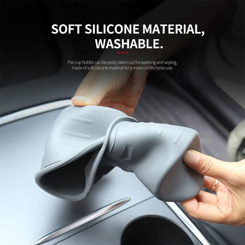 MY TPE Cup Holder for Tesla Model Y 3 2023 Center Console Organizer Non-slip Silicone Water Insert Double Hole Car Accessories