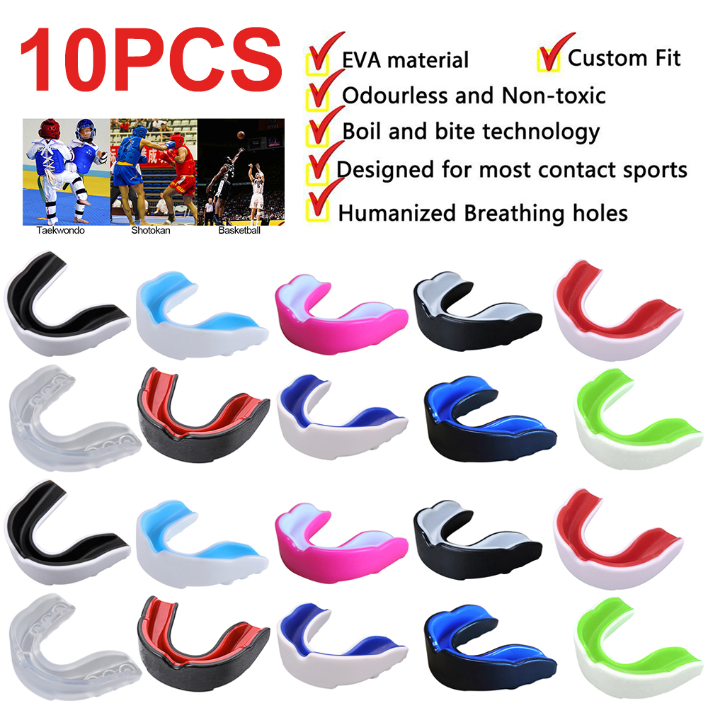 10pcs Sports Mouth Guard Mouth Guard Adults Junior Mouth Guard Sports Mouthguard for Football Wrestling Hockey Lacrosse Boxing