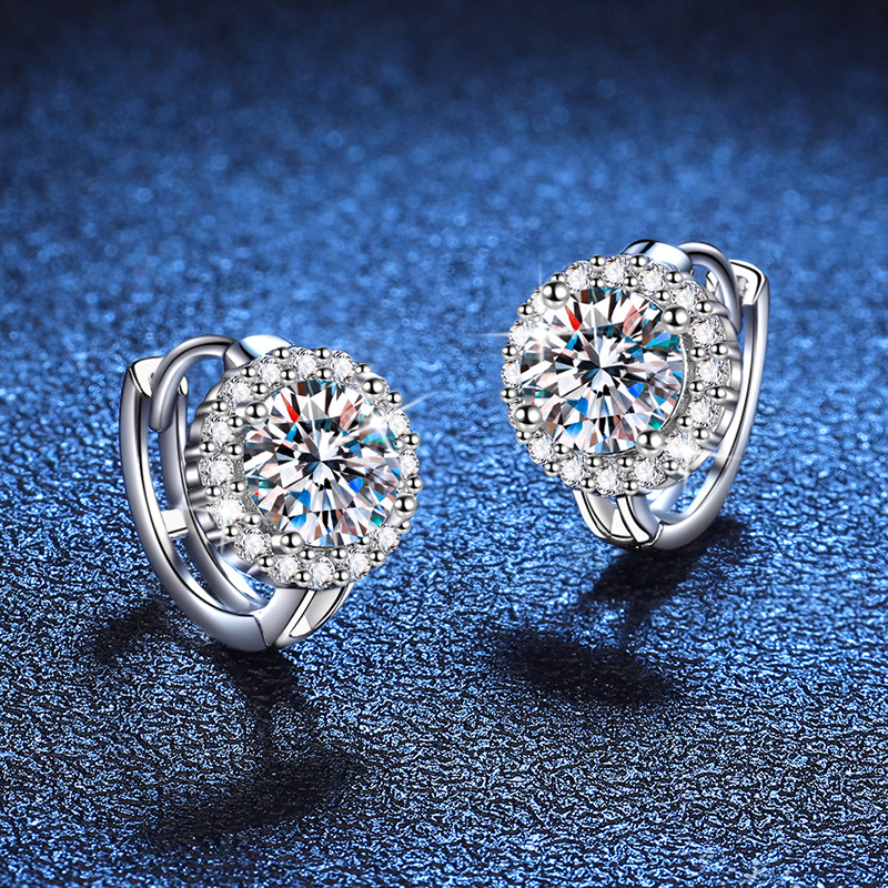 Tezzc GRA Certified Moissanite Earrings for Women S925 Sterling Silver with 18k Gold Plated Diamond Ear Studs Wedding Jewelry