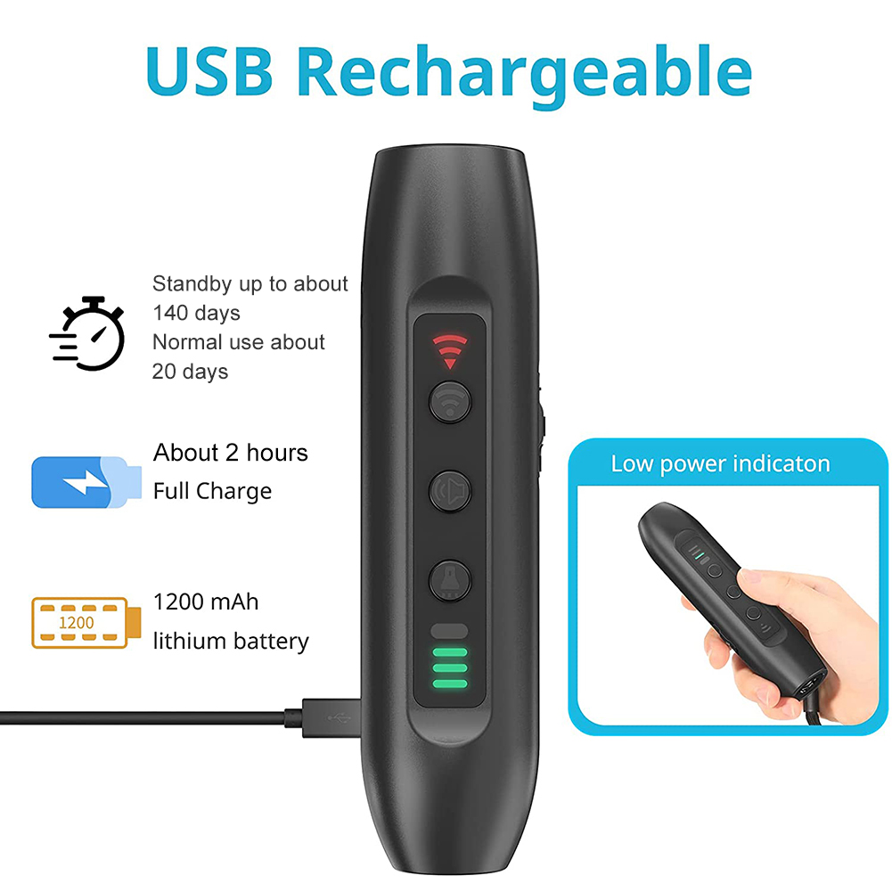 Dog Repeller Ultrasonic Dogs Barking Deterrents Electronic Training Devices With Ultrasound USB Recharge Flashlight LED