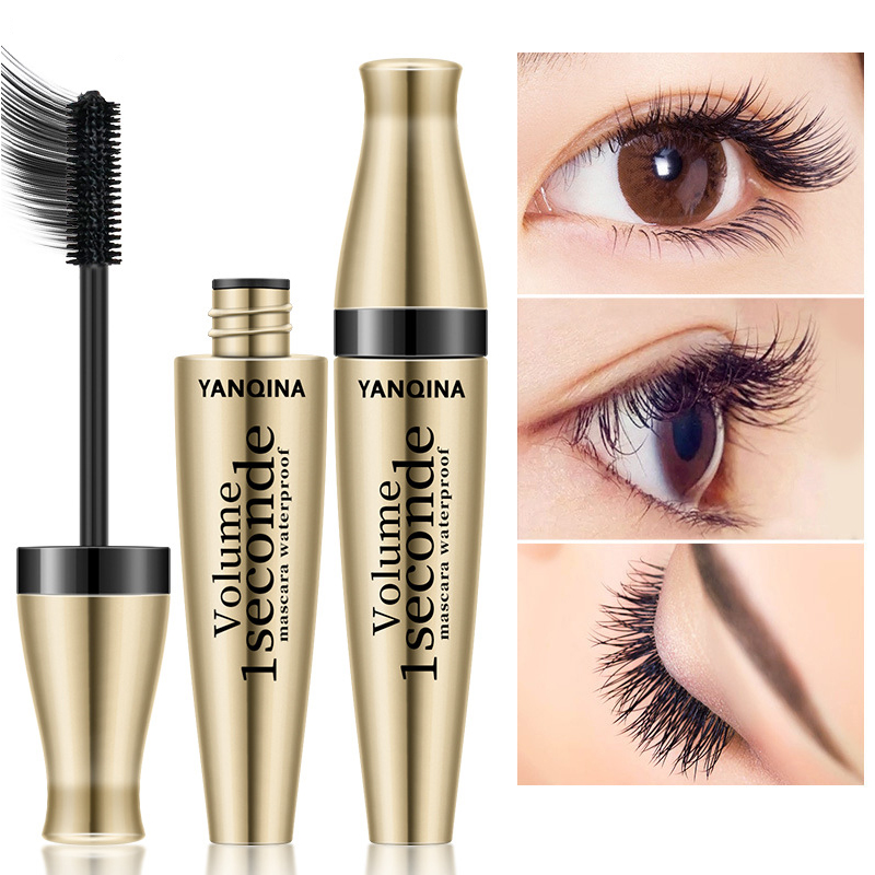Mascara Quick Waterproof Drying Black Non-blooming Mascara Long Lasting Waterproof Curling Thick Smooth Eyelash Makeup smile