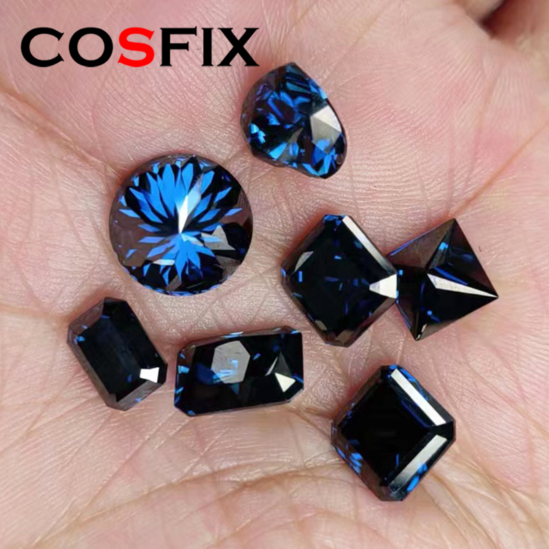 Royal blue Moissanite Loose Stones 100 Faced Cut Moissanite Diamonds Stone Heart Radiant Ascher Moissanite Loose Diamond