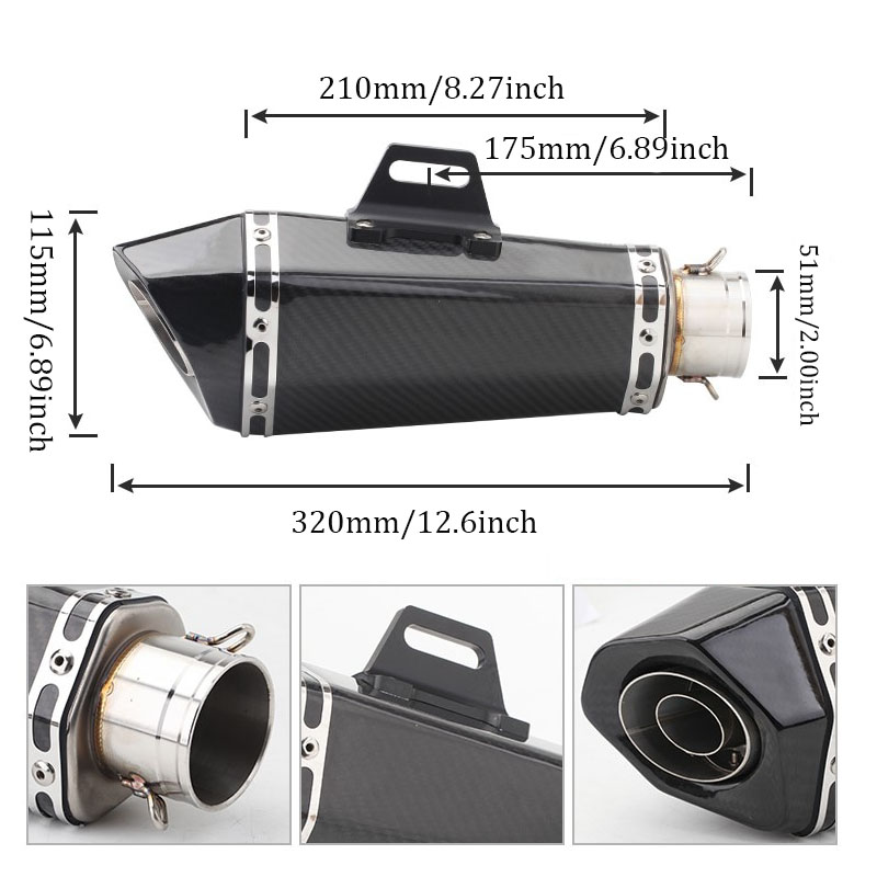 Universal 36-51mm motorcycle exhaust with Db killer stickers muffler for Z900 GSXR1000 SV650 R6 R3 ZX6R ZX10 K7 MT07