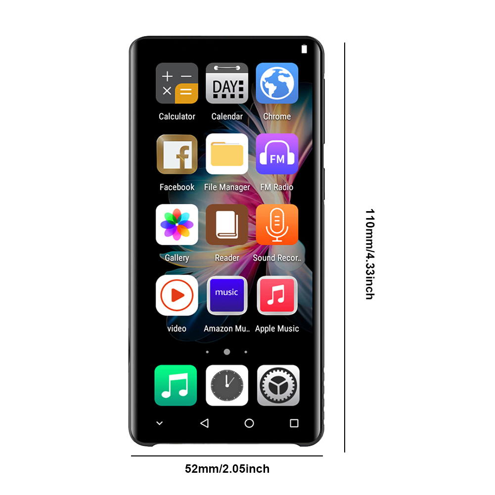 MP3 MP4 Player Android 8.1 WIFI Bluetooth 5.0 4.0 Inch Touch Screen Audio Recorder Portable MP3 Player Built-in Speaker FM Radio