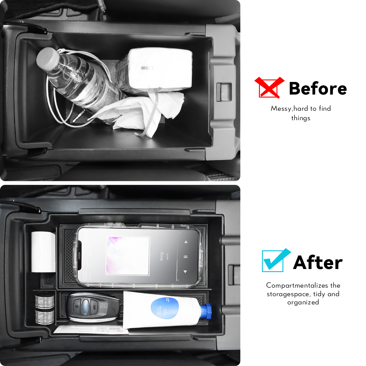 Car Armrest Storage Box Organizer For Subaru Crosstrek 2024 Center Console Arm Rest Container Tray Stowing Accessories