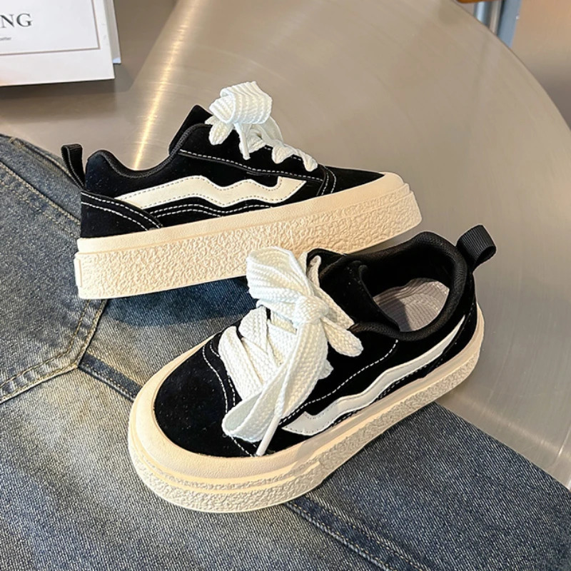 Children Striped Canvas Shoes Performance Shoes for Boys Toddler Girls Thick Bottom Platform Shoes Tennis 6-14 Y Spring Autumn 240520