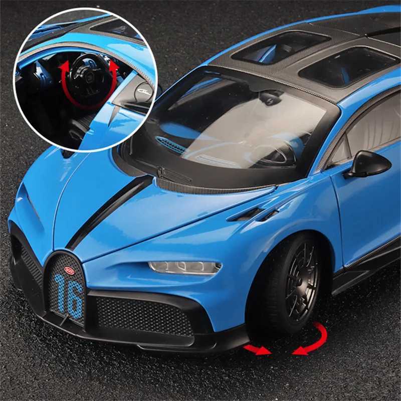 Diecast Model Cars 1 18 BUGATTI Chiron PUR SPORT Alloy Sports Model Diecasts Metal Racing Super Car Model Sound and Light Simulation Kids Toys Gift