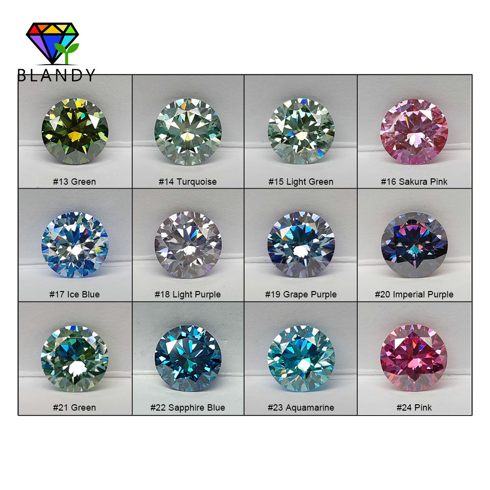 Various Color Moissanites Stone Aquamarine Sapphire Blue 3.0--11mm Round Cut Rainbow Color Moissanites diamond For DIY Jewelry