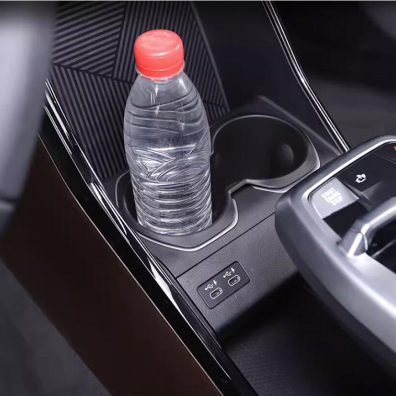 For BMW X1 U11 2023-2024 TPE Black Car Center Console Water Cup Holder Storage Box Organizer Trim Auto Interior Accessories