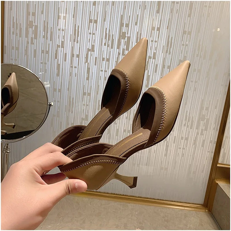 French Pointy Color New Matching High Heels for Women Slim Heel Single Niche Design Sense of Temperament Female Ladies Shoes 5dde