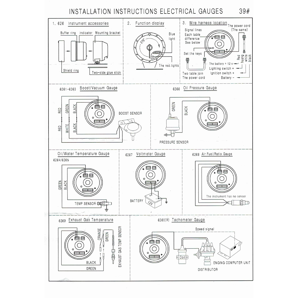 60mm Car Vehicle Pointer Oil Pressure Meter Bracket DC12V Universal Boost Gauge With LED Light