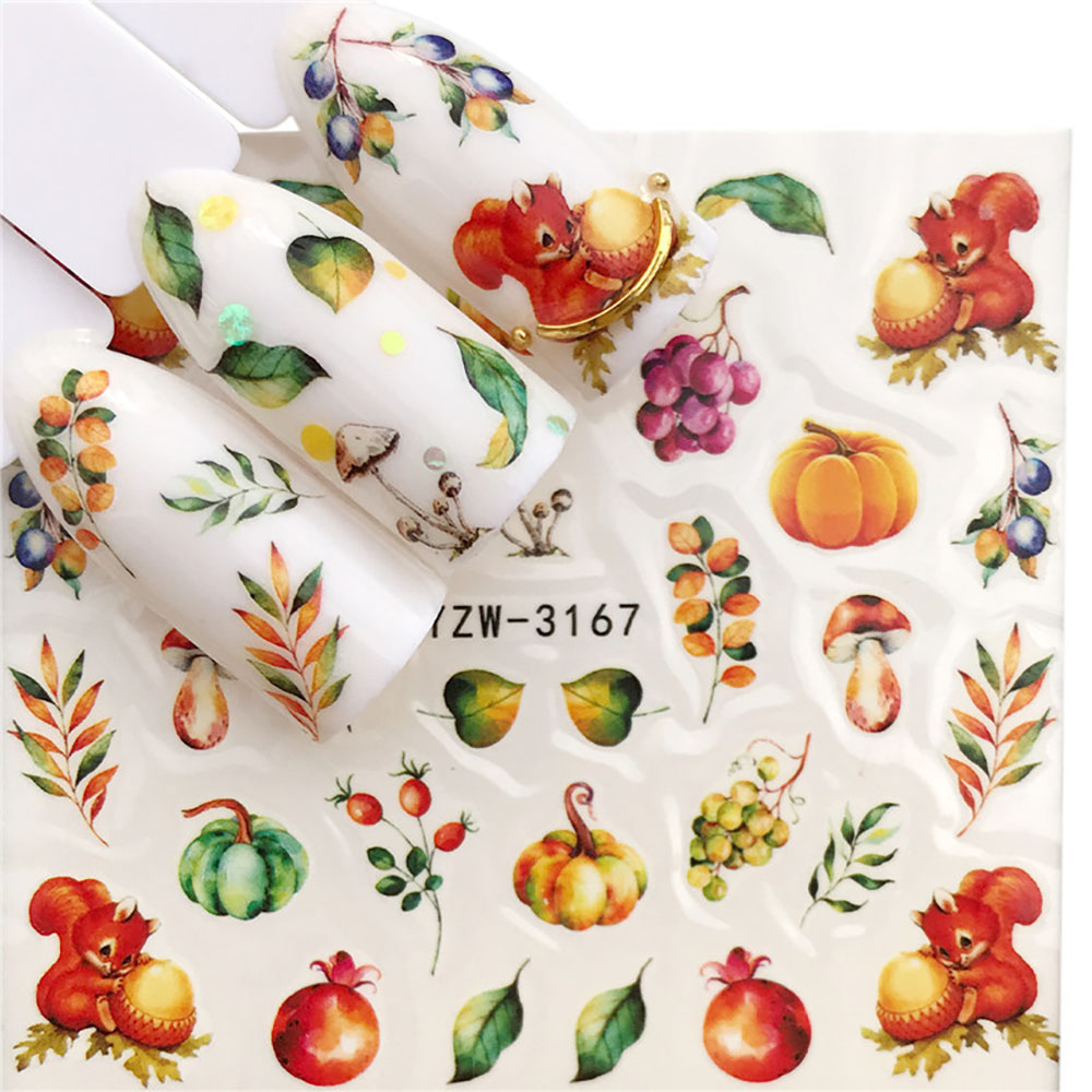 Maple Leaf Nail Stickers Nail Decal Flower Summer Nail Stickers Water Transfer Watermark Manicure Designer Deco Nail Art
