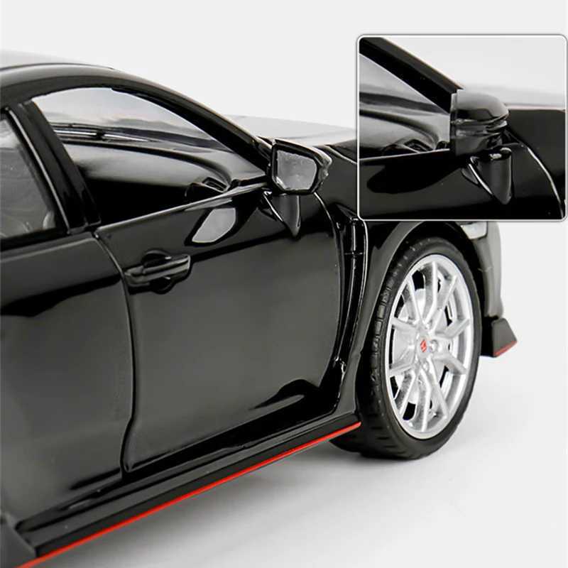 Diecast Model Cars 1 24 HONDA CIVIC TYPE R Alloy Sports Car Model Diecast Toy Vehicle Metal Racing Car Model Sound and Light Collection Kids Gift