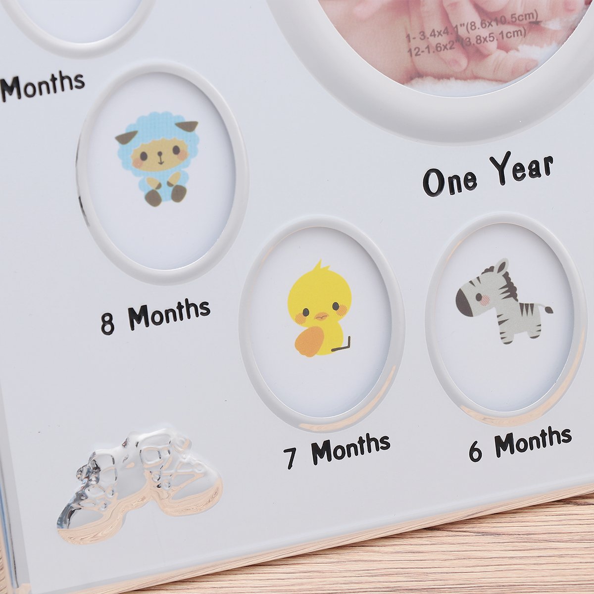 1Pc Baby 12 Months Photo Frame My First Year Baby Picture Frame Growth Record Photo Frame Infant Birthday Display Rack (White)