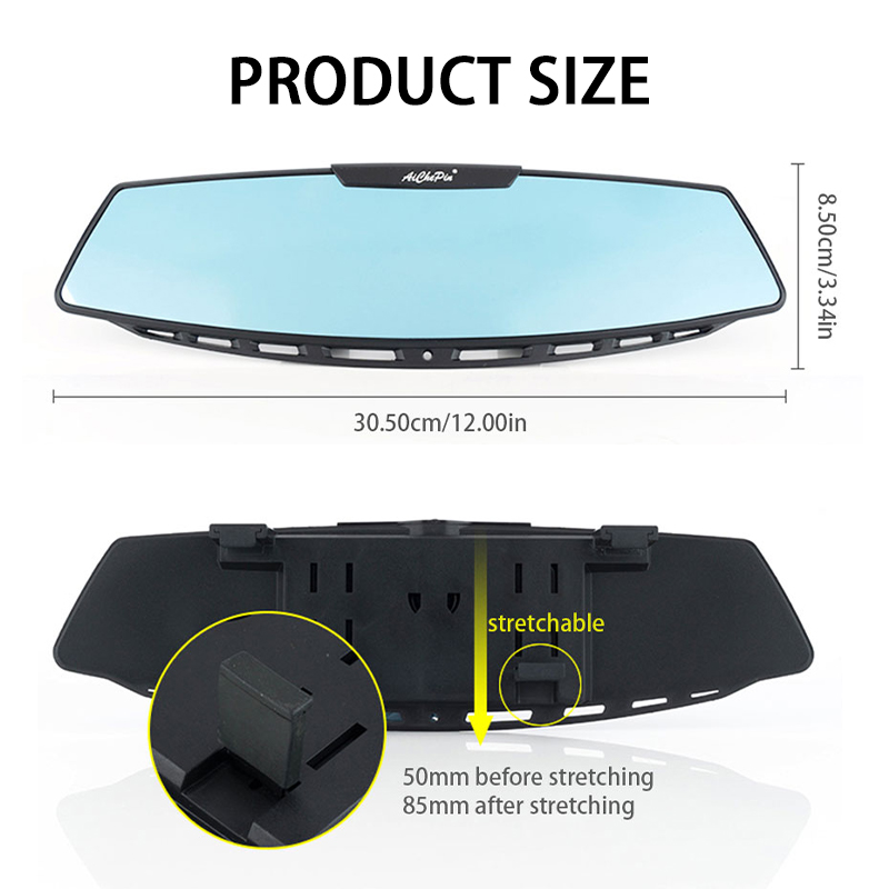 SEAMETAL Wide Angle Rear View Mirror Car Interior Curved Rearview Mirror HD Anti Glare Glass Universal Clip Auto Baby Mirror