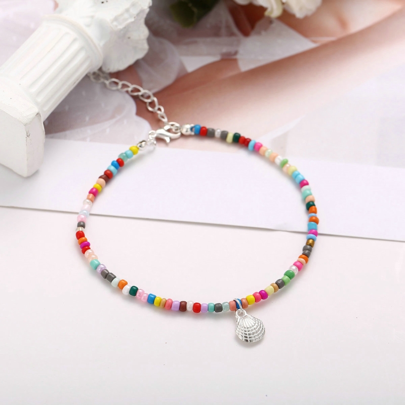 KIKI Small Beaded Anklets Handmade Boho Colorful Beads Ankle Bracelets Adjustable Foot Anklet Anklets for Women Girls