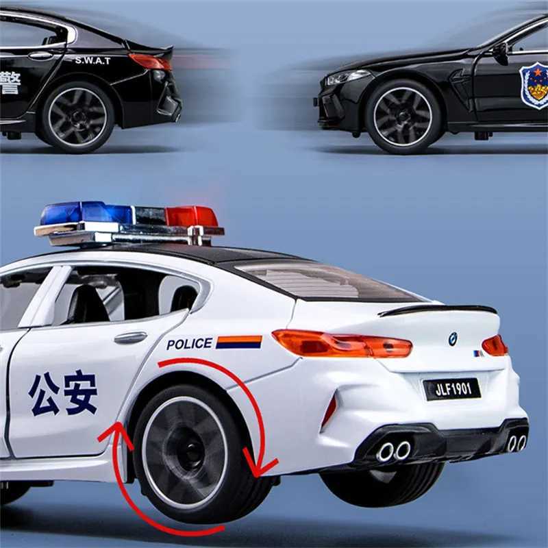 Diecast Model Cars 1 24 M8 MH8 Alloy Car Model Diecasts Metal Toy Police Vehicle Car Model Collection Sound and Light Simulation Childrens Toy Gift