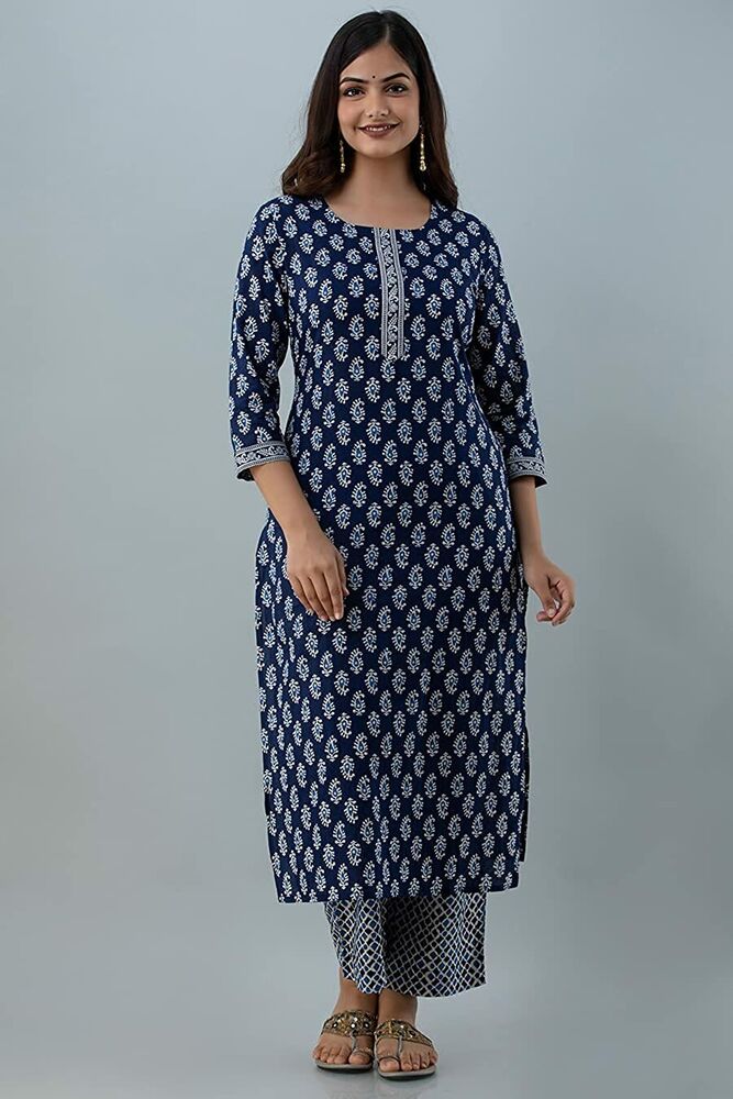 Indigo Kurta Kurti and Palazzo with Dupatta Women India Pakistani Set