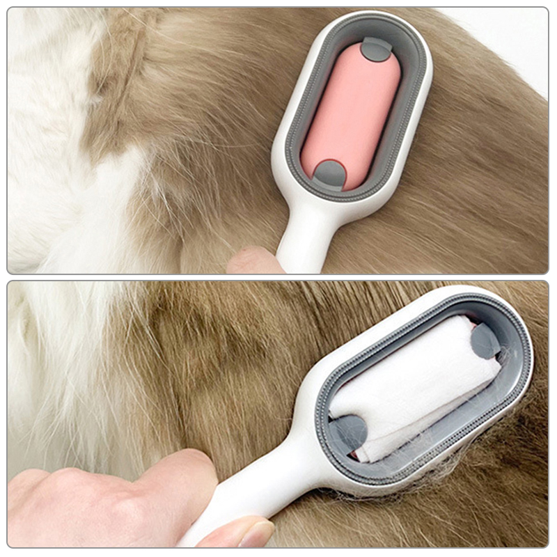 Cat Pet Grooming Brush with Disposable Wipes Sided Hair Removal Brushes Floating Hair Removal Comb for Cats Dog Pet Accessories
