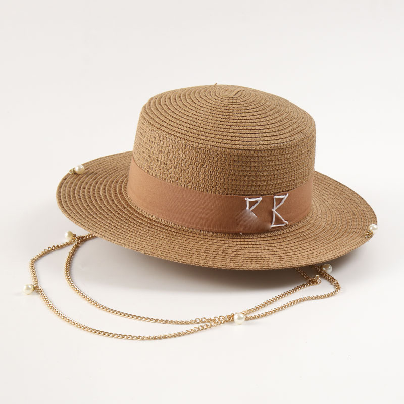 Women Snapbacks Designer Pearl Wide Brim For Travel Straw Hats Sun Protection Caps
