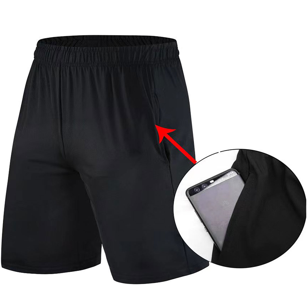 Men's Running Shorts Black Sports Shorts Summer Breathable Quick Drying Capris With Pockets Casual Loose Shorts