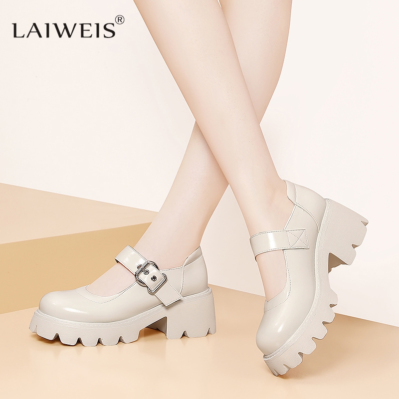 Luxury shoes platform shoes heels mary janes Women Japanese Style Vintage shoes for women College Student Beige Women's shoes