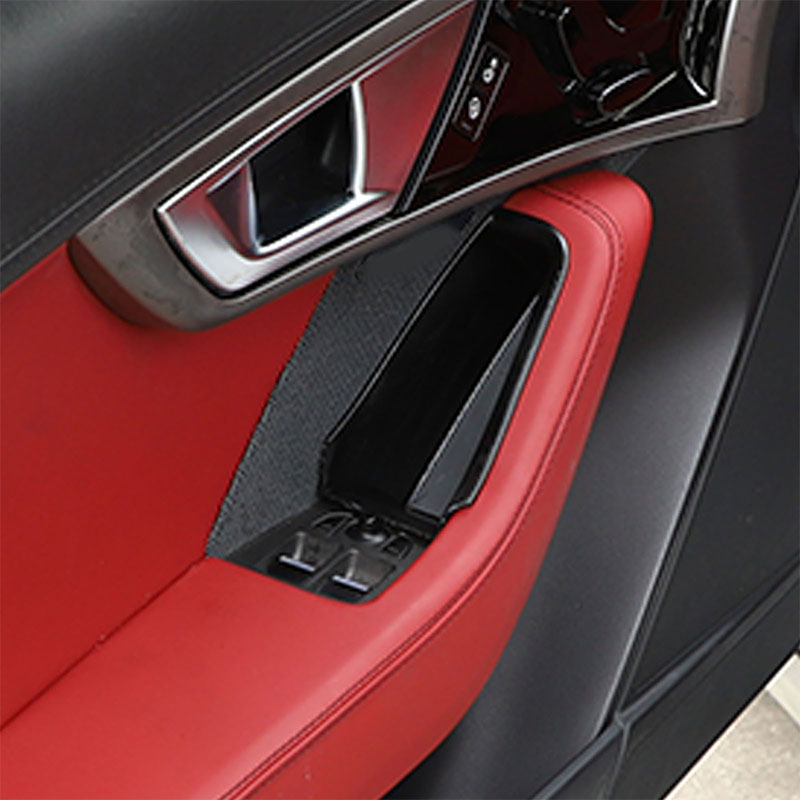 ABS Black Car Door Storage Box Tray Inner Handle Armrest Arm Rest Container Bin For Jaguar F-TYPE 2013-2022 Car Accessories