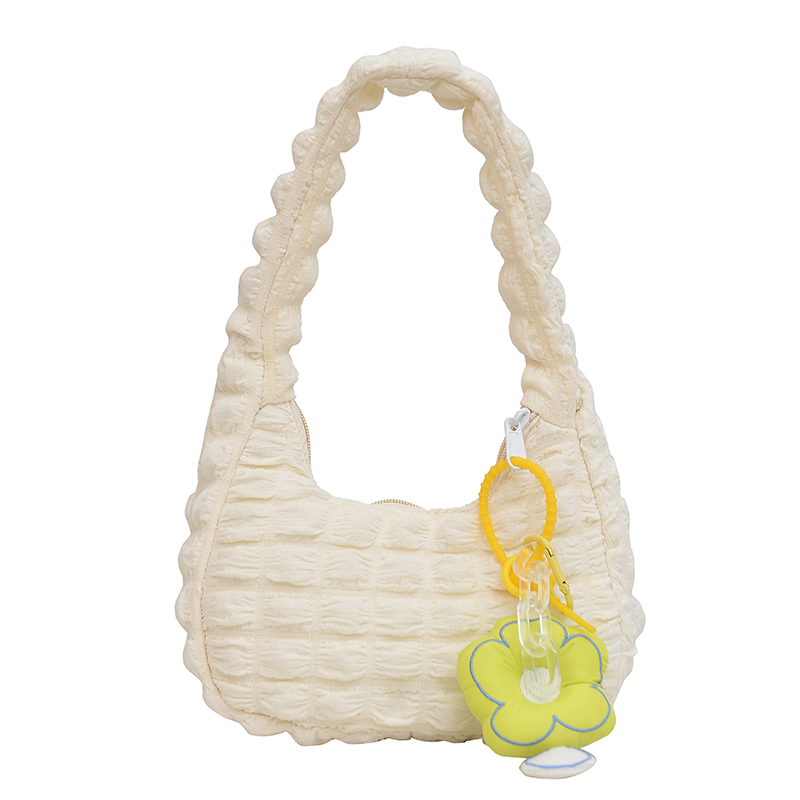 Women Shoulder Bag Cloud Underarm Bag Pleated Casual Tote Bag Solid Handbags